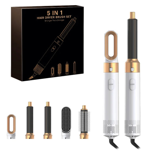 5-in-1 Professional Hair Dryer & Styling Tool Set – Hot Comb, Curling Iron, Straightener & Airwrap