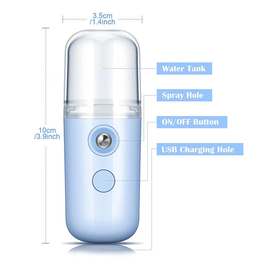 Portable Mini Nano Facial Steamer – Hydrating Mist Sprayer for Skin Care & Beauty Spa