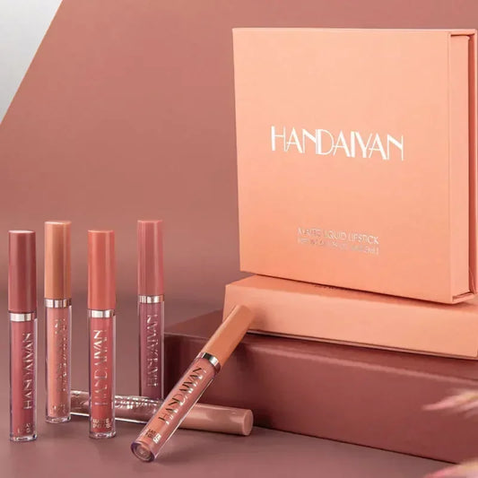 HANDAIYAN 6PCS Matte Lipstick Set – Waterproof, Long-Lasting, Non-Stick Cup Korean Makeup